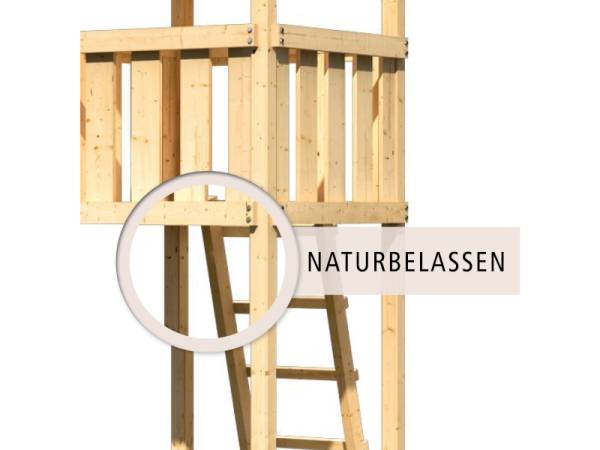 Akubi Spielturm Anna + Rutsche rot + Doppelschaukelanbau Klettergerüst + Anbauplattform XL + Kletterwand