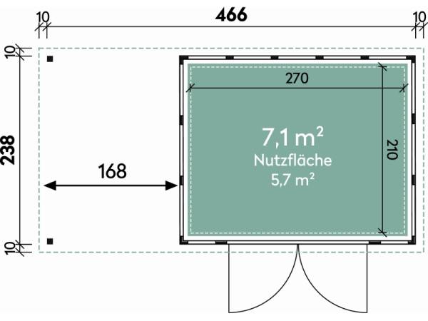 Wolff Finnhaus Metallhaus Eleganto 3024 weiß inkl. 170 cm Seitendach links, Dachrinne und Fallrohr