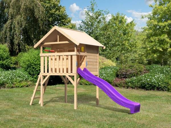 Akubi Spielhaus Leni mit Rutsche in violett und Spielset Akubi Spielhaus Leni mit Rutsche in violett und Spielset