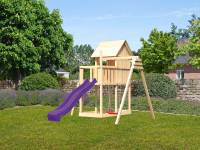 Akubi Stelzenhaus Frieda + Rutsche violett + Einzelschaukel
