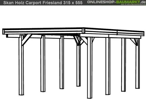 Skan Holz Carport Friesland 314 x 555 cm Skan Holz Carport Friesland 314 x 555 cm