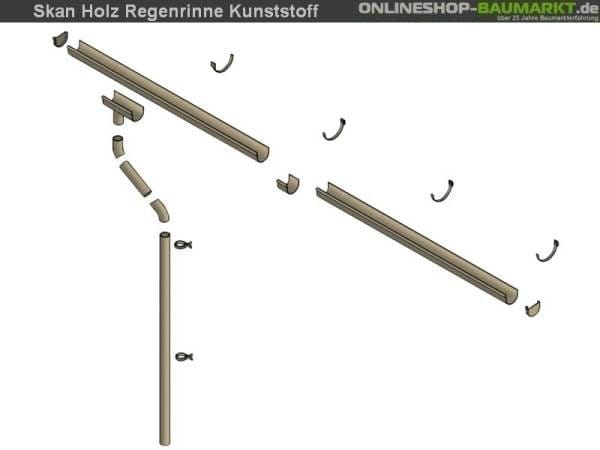 Skan Holz Regenrinne für Satteldach-Carport 1000 cm, braun, Kunststoff