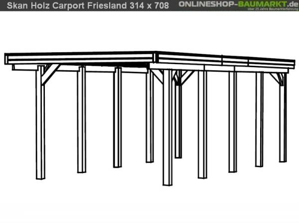 Skan Holz Carport Friesland 314 x 708 cm Skan Holz Carport Friesland 314 x 708 cm