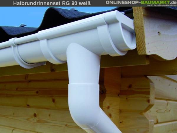 Dachrinnen Set RG 80 weiß 250 cm zweiseitig Dachrinnen Set RG 80 weiß 250 cm zweiseitig