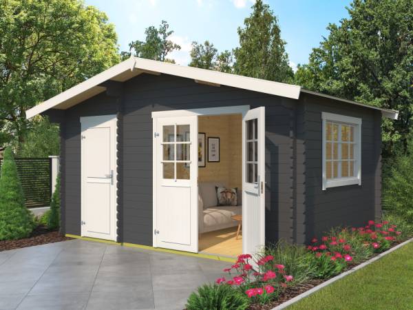 Lasita Blockbohlenhaus Keila 34 Carbongrau 34 mm