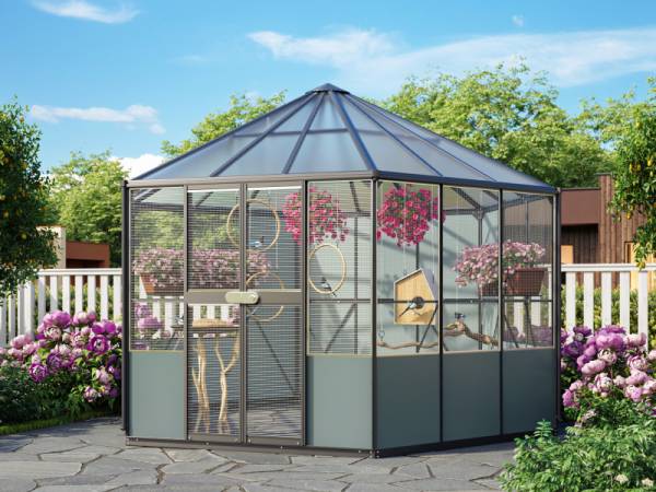 Vitavia Vogelvoliere Circus 9000 in schwarz, inkl. Fundament