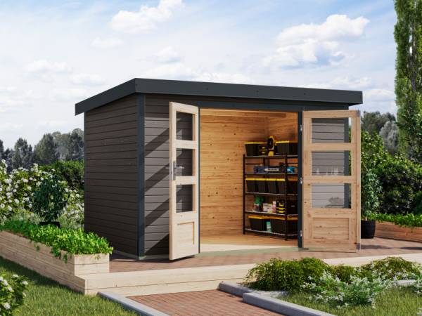 Karibu Hybrid Gartenhaus Jupiter 4 B terragrau/anthrazit