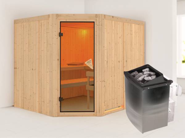 Malin - Karibu Sauna inkl. 9-kW-Ofen - ohne Dachkranz -