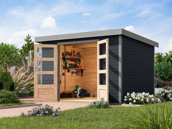 Karibu Hybrid Gartenhaus Jupiter 5 C anthrazit/graualuminium