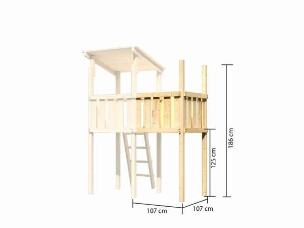 Akubi Spielturm Lotti Satteldach + Schiffsanbau oben + Anbauplattform + Doppelschaukel mit Klettergerüst + Kletterwand