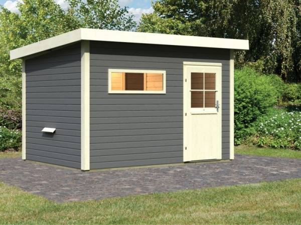 Karibu Aktions-Saunahaus OSB V terragrau (baugleich Suva 2) -ohne Ofen Karibu Aktions-Saunahaus OSB V terragrau (baugleich Suva 2) -ohne Ofen