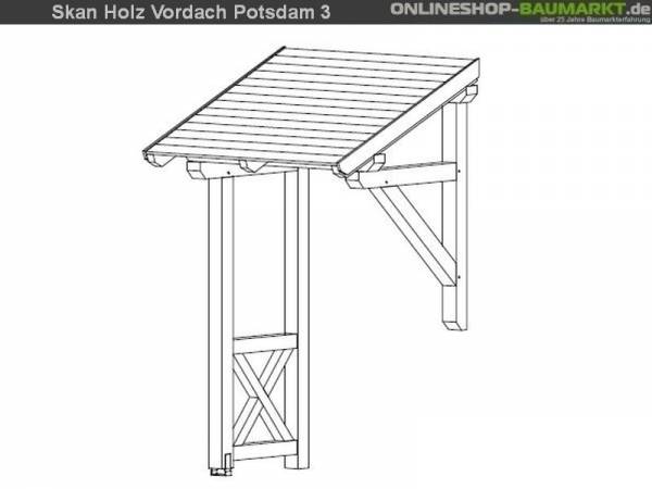 Skan Holz Vordach Potsdam 3 unbehandelt, 176 x 156 cm für Einzeltür Skan Holz Vordach Potsdam 3 unbehandelt, 176 x 156 cm für Einzeltür