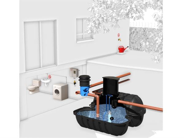 Roth Regenwasseranlage für Haus&Garten 5000 Liter, mit Tauchdruckpumpe und Nachspeisung