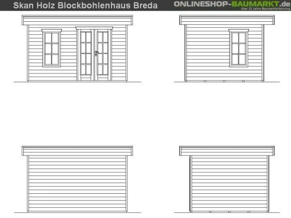Skan Holz Blockbohlenhaus Breda, 380 x 300 cm