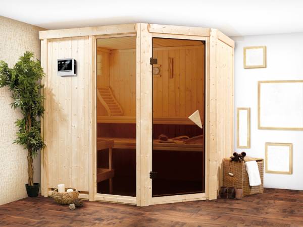Fiona 2 - Karibu Sauna inkl. 9-kW-Ofen - ohne Dachkranz -