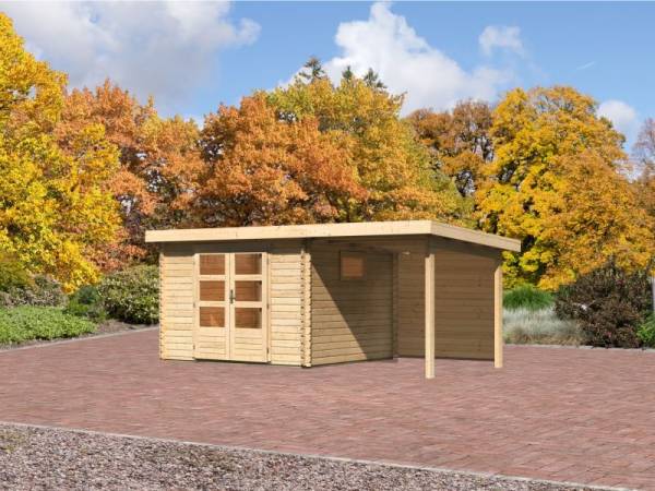 Karibu Aktions Gartenhaus Rastede 3 natur mit Anbaudach 2,2 m inkl. Rückwand Karibu Aktions Gartenhaus Rastede 3 natur mit Anbaudach 2,2 m inkl. Rückwand