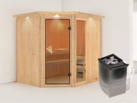 Fiona 2 - Karibu Sauna inkl. 9-kW-Ofen - mit Dachkranz -