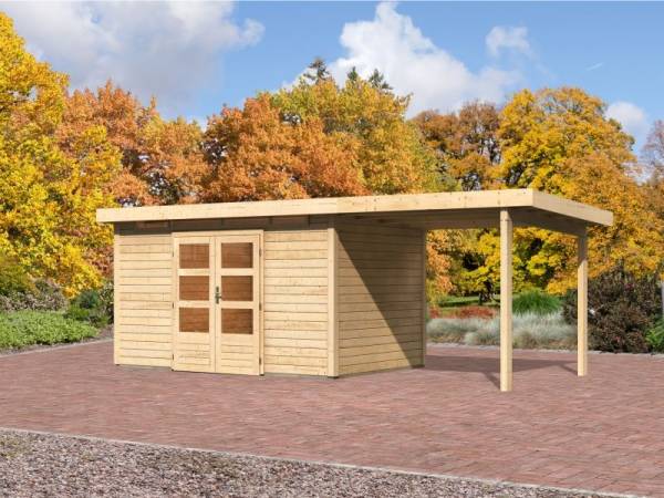 Karibu Aktions Gartenhaus Emden 7 mit Anbaudach 2,60 Meter Karibu Aktions Gartenhaus Emden 7 mit Anbaudach 2,60 Meter