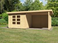 Karibu Woodfeeling Gartenhaus Kandern 6 mit Anbaudach 2,95 Meter inklusive Rück-und Seitenwand