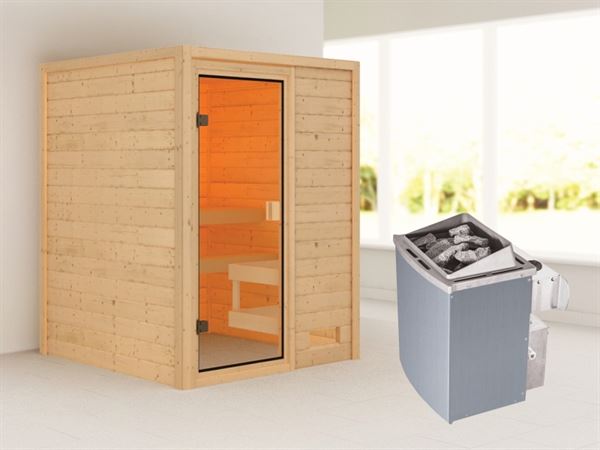 Karibu Woodfeeling Sauna Sandra mit 9 kW Ofen integr. Strg Karibu Woodfeeling Sauna Sandra mit 9 kW Ofen integr. Strg