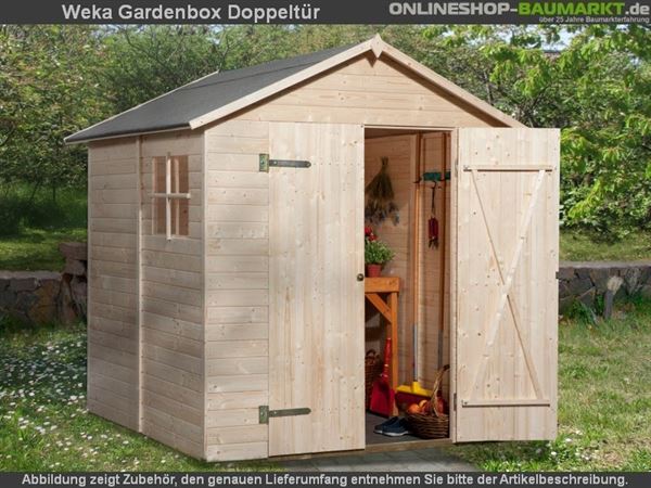 Weka Gerätehaus 346 Gr. 3 mit Satteldach und Doppeltür Weka Gerätehaus 346 Gr. 3 mit Satteldach und Doppeltür