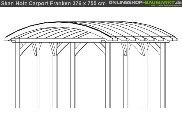 Skan Holz Carport Franken 376 x 755 cm Leimholz
