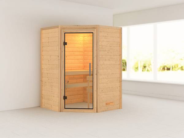 Karibu Sauna Franka 38 mm ohne Dachkranz- ohne Ofen- klarglas Tür Karibu Sauna Franka 38 mm ohne Dachkranz- ohne Ofen- klarglas Tür