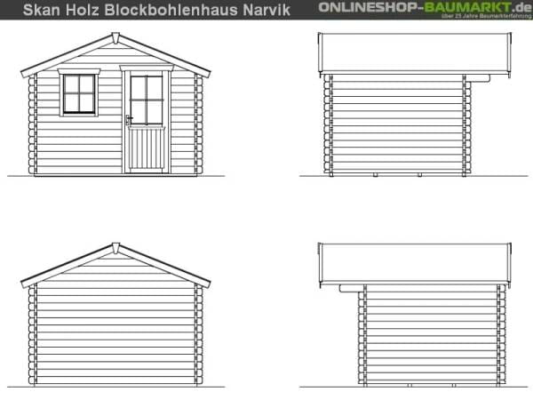 Skan Holz Blockbohlenhaus Narvik Größe 1, 300 x 250 cm