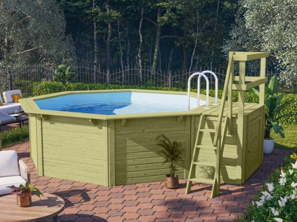 Karibu Pool Modell 2 X im Set mit Terrasse kdi - Folie Blau