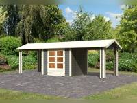Karibu Gartenhaus Theres 3 terragrau- 2 Dachbausbauelemente