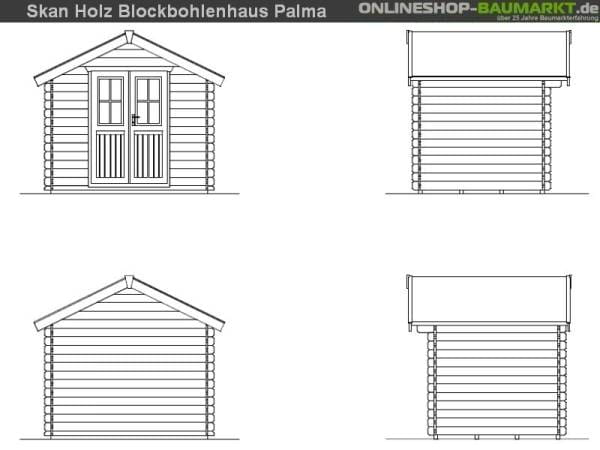 Skan Holz Blockbohlenhaus Palma Größe 1, 250 x 200 cm