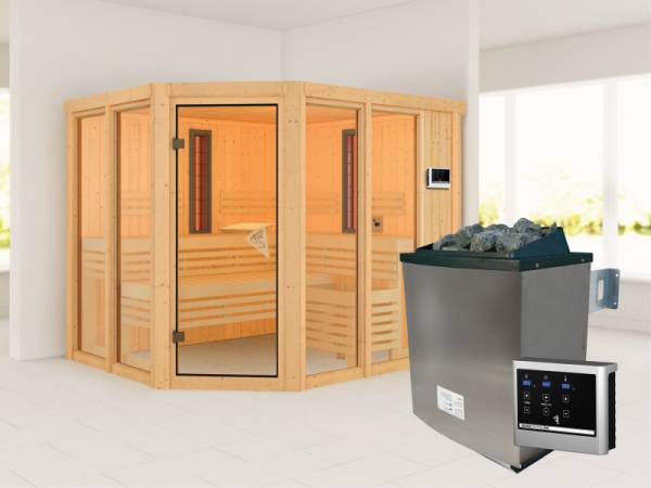 Karibu Multifunktions-Sauna Ava mit 9 kW Ofen und Infrarotstrahler