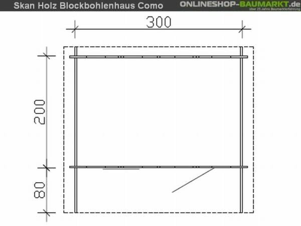 Skan Holz Blockbohlenhaus Como Größe 1, 300 x 200 cm