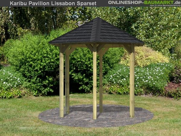 Karibu 6-Eck Pavillon Eco Lissabon Sparset inkl. Schindeln Karibu 6-Eck Pavillon Eco Lissabon Sparset inkl. Schindeln