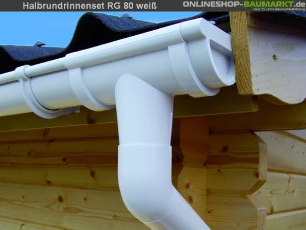 Dachrinnen Set RG 80 weiß 8 x 170 cm 8-Eck-Dach