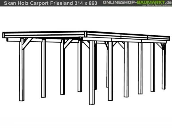Skan Holz Carport Friesland 314 x 860 cm Skan Holz Carport Friesland 314 x 860 cm