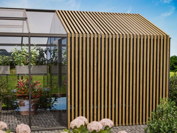 Bloomcabin Gewächshaus Klassik 10 inkl. großem Stauraum mit Accoya-Holzelementen