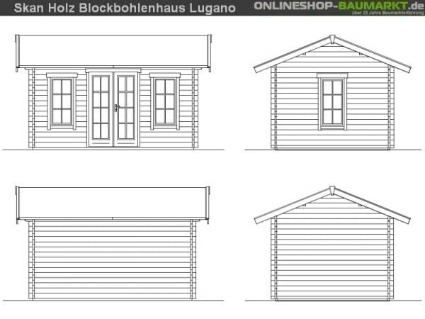 Skan Holz Blockbohlenhaus Lugano 1 45plus, 420 x 300 cm