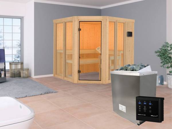 Karibu Aktionssauna Einar mit 9 kW Ofen ext. Strg. Karibu Aktionssauna Einar mit 9 kW Ofen ext. Strg.