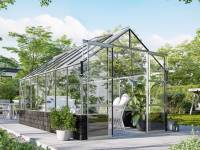 Vitavia Gewächshaus Cassandra 11500 ESG 3 mm Alu eloxiert, inkl. Sockelmauer Basalt