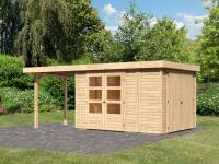 Karibu Woodfeeling Gartenhaus Retola 4 mit Anbauschrank und Anbaudach 2,40 Meter