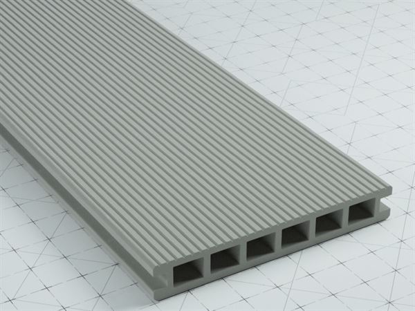 WPC Light Terrassendiele 3 Meter 24 x 180 mm Lichtgrau geriffelt