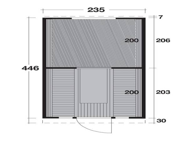 Wolff Finnhaus Campingfass 446/2-Raum Bausatz mit schwarzen Dachschindeln