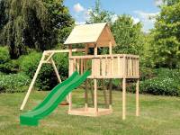 Akubi Spielturm Lotti natur- Anbauplattform- Einzelschaukel- Rutsche grün
