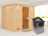 Sonara - Karibu Sauna inkl. 9-kW-Ofen - mit Dachkranz -