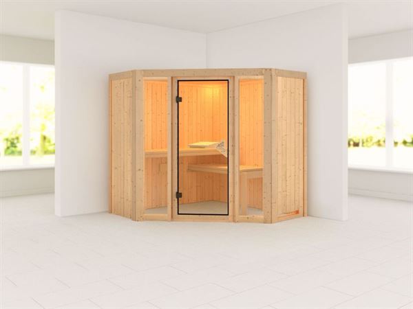 Flora 1 - Karibu Sauna ohne Ofen - ohne Dachkranz - Flora 1 - Karibu Sauna ohne Ofen - ohne Dachkranz -
