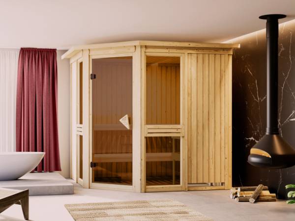 Amelia 2 - Karibu Sauna ohne Ofen - inkl. Dachkranz -