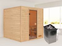 Karibu Sauna Jara inkl. 9 kW Ofen integr. Steuerung mit klassischer Saunatür -ohne Dachkranz-