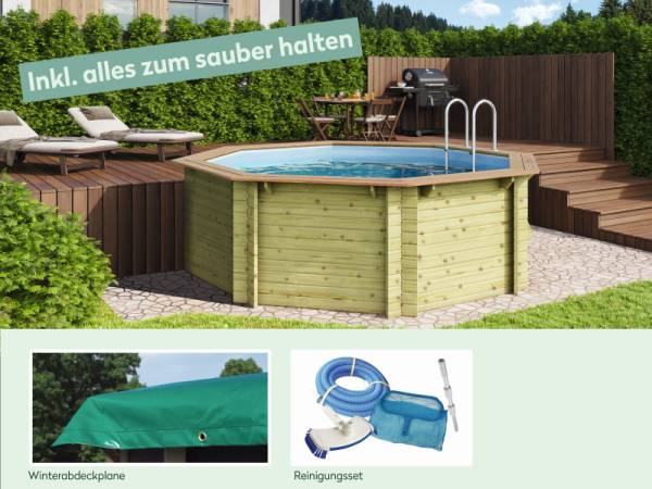 Wolff Finnhaus Pool Modell A inkl. Abdeckplane und Reinigungsset Wolff Finnhaus Pool Modell A inkl. Abdeckplane und Reinigungsset