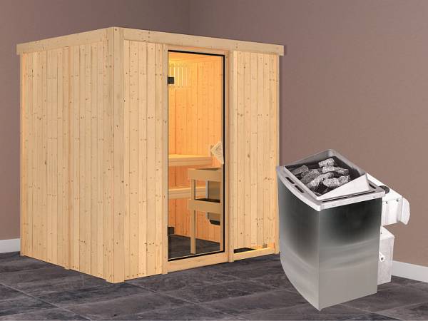 Karibu Systemsauna-Set Tromsö Gr. 2 - 9 kW Ofen integr. Strg Karibu Systemsauna-Set Tromsö Gr. 2 - 9 kW Ofen integr. Strg
